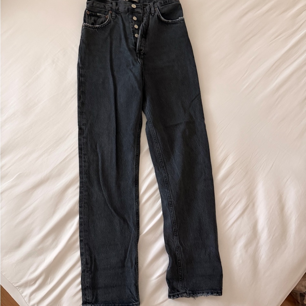 Agolde Women's Black Straight Leg Jeans (90’s Pinch, Size 24)